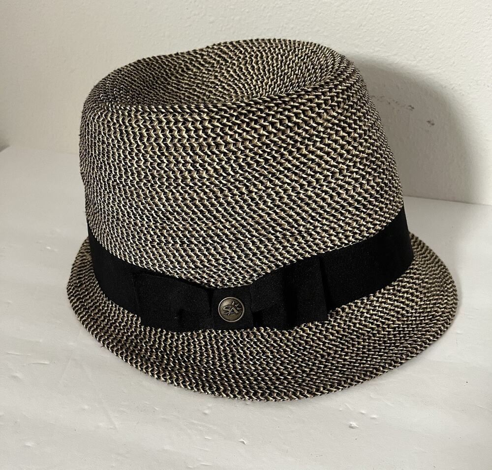 Sunday Afternoons Women's Fedora Hat Tweed Braided Paper Short Brim Tan Black OS
